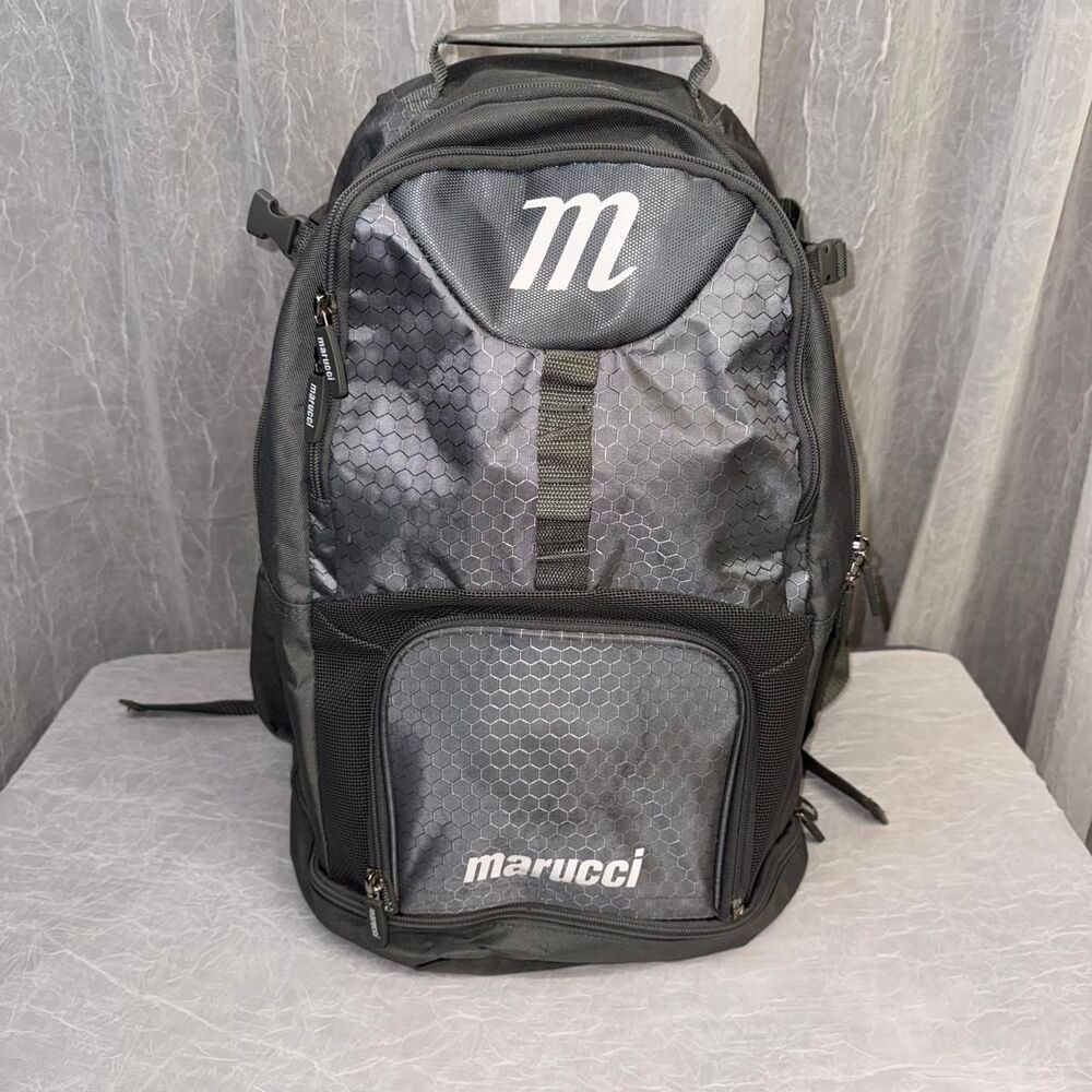 Marucci Baseball Softball Equipment Backpack Bat Bag Gray Black Used